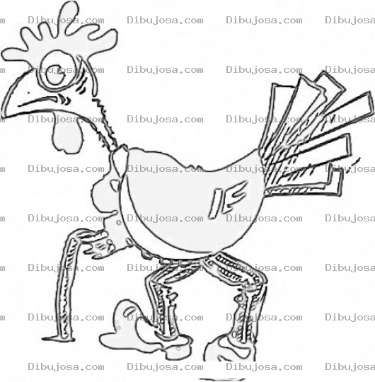 Dibujo para colorear Dibujo De Gallo Viejo Con Baston Para Pintar Y Colorear