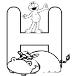 Dibujo para colorear Letra H Dibujo De Helm Con La H De Hipopotamo Para Pintar Y Colorear