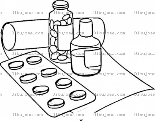 Dibujo para colorear Medicamentos Dibujo De Blister De Tabletas Frasco De Pastillas Y Jarabe De Medicina Para Pintar Y Colorear