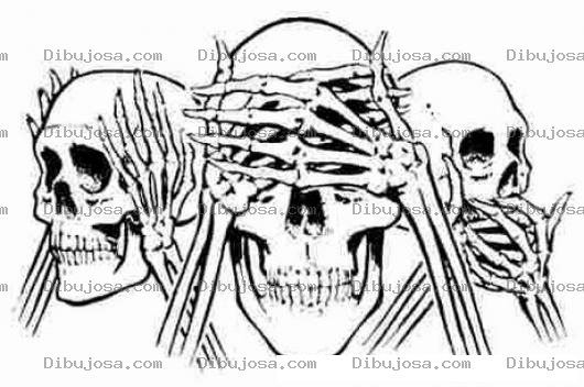 Dibujo para colorear No Oigo No Veo Y No Hablo Dibujo De Calaveras Tapandose Los Oidos Los Ojos Y La Boca Para Ejemplificar No Oir No Ver Y No Hablar O Ver Oir Y Cayar