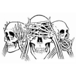 Dibujo para colorear No Oigo No Veo Y No Hablo Dibujo De Calaveras Tapandose Los Oidos Los Ojos Y La Boca Para Ejemplificar No Oir No Ver Y No Hablar O Ver Oir Y Cayar