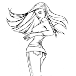 Dibujo para colorear Dibujo De Mujer De Cuerpo Bonito Con Pelo Sedozo Para Pintar Y Colorear