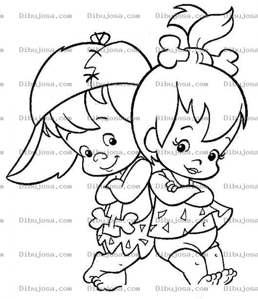 Dibujo para colorear Dibujo De Bambam Y Pebles Para Pintar Y Colorear A Los Hijos De Los Picapiedras De Bebes Banban Y Pebes