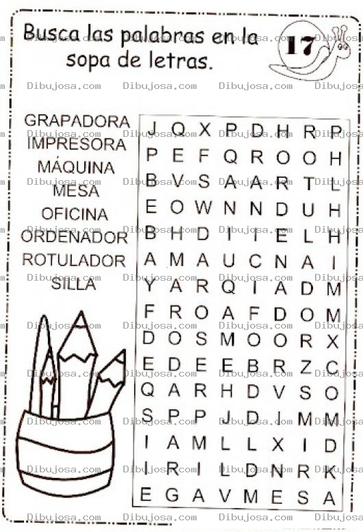 Dibujo para colorear Sopa De Letras Infantil Para Imprimir Gratis