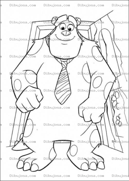 Dibujo para colorear Moustruo De Monster Con Corbata Para Pintar Y Colorear