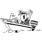 Dibujo para colorear Lancha Con Motos Dibujo De Capitan En Su Bote Deportivo Para Pintar Y Colorear
