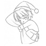 Dibujo para colorear Dibujo De Nino Durmiendo Abrazando Una Almohada Para Pintar Y Colorear