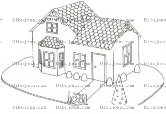 Dibujo para colorear Dibujo De Casita Con Arbolito De Navidad Para Pintar Y Colorear