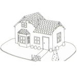 Dibujo para colorear Dibujo De Casita Con Arbolito De Navidad Para Pintar Y Colorear