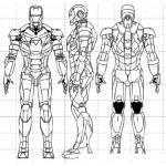Dibujo para colorear Dibujo De Ironman De Frente De Espaldas Y De Perfil Para Pintar Y Colorear
