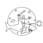 Dibujo para colorear Dibujo De Chica Sobre Tiburon Espacial Para Pintar Y Colorear