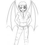 Dibujo para colorear Dibujo De Chica Con Alas De Murcielago Para Pintar Y Colorear