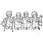 Dibujo para colorear Dibujo De 4 Amigos Abrazados Para Pintar Y Colorear