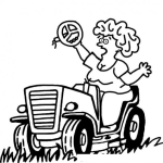Dibujo para colorear Tractor De Finca Dibujo De Mujer Tractorista Con Timon Roto Para Pintar Y Colorear