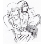 Dibujo para colorear Dibujo De Noviecitos Sentados En Un Sofa Para Pintar Y Colorear
