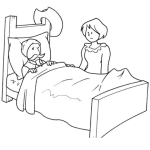 Dibujo para colorear Dibujo De Don Quijote Enfermo Postrado En Cama Frente A Dulcinea Para Pintar Y Colorear