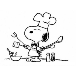 Dibujo para colorear Snoopy Cocinero Para Pintar Y Colorear A Snupy Vestido De Chef Con Implementos De Cocina