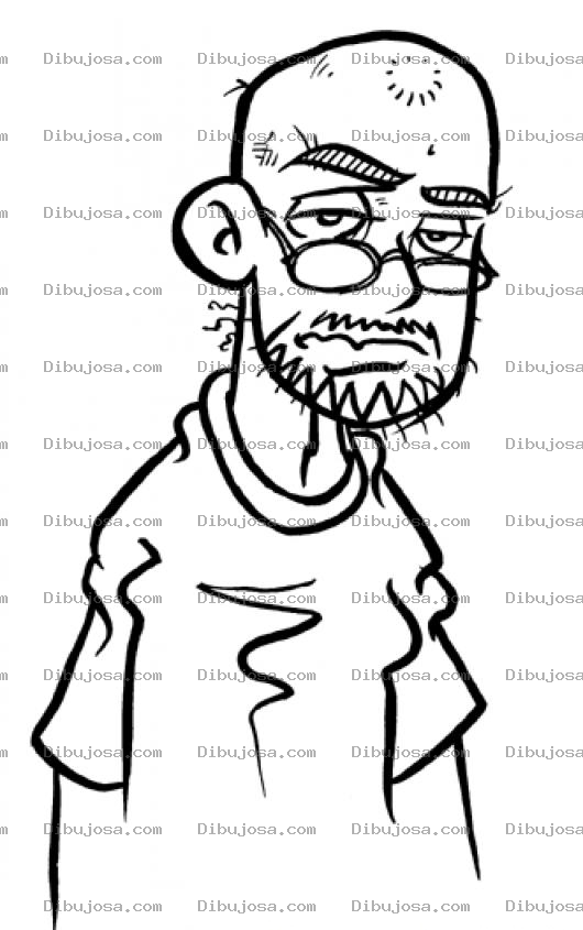 Dibujo para colorear Dibujo De Hombre Pelon Barbado Y Con Lentes Con Cara De Cansado Para Pintar Y Colorear