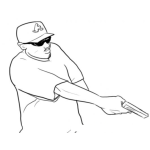 Dibujo para colorear Dibujo De Ladron Sicario Y Asaltante Con Pistola En Mano Para Pintar Y Colorear