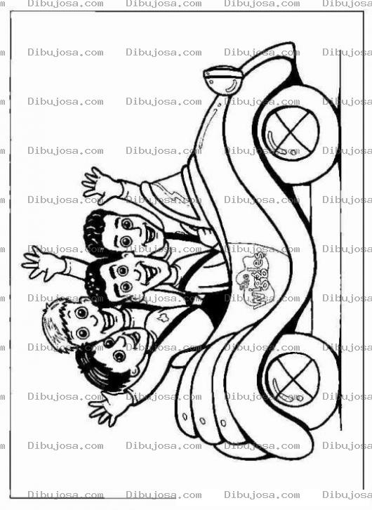 Dibujo para colorear Dibujo De 4 Amigos En Un Carro Convertible Para Pintar Y Colorear