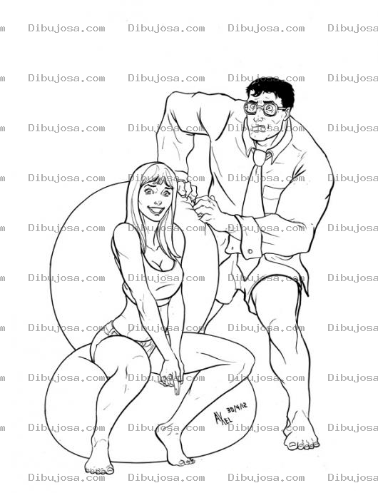 Dibujo para colorear Dibujo De Hulk Con Su Novia Para Pintar Y Colorear