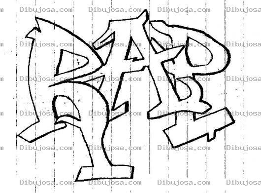 Dibujo para colorear Rap Grafitti Dibujo De La Palabra Rap Con Letras De Cholo En Grafiti Para Pintar Y Colorear