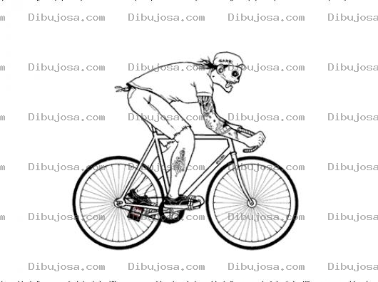 Dibujo para colorear Dibujo De Ciclista Veloz Con Tatuajes Den Los Brazos Y Piernas Para Pintar Y Colorear Bicicletista Tatuado