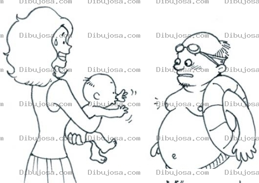 Dibujo para colorear Dibujo De Gordo Chichudo Y Tetudo Frente A Un Bebe Pidiendo Leche Para Pintar Y Colorear