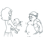 Dibujo para colorear Dibujo De Gordo Chichudo Y Tetudo Frente A Un Bebe Pidiendo Leche Para Pintar Y Colorear