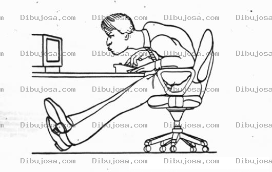 Dibujo para colorear Dibujo De Alto Patudo Frente A Una Computadora De Escritorio Para Pintar Y Colorear