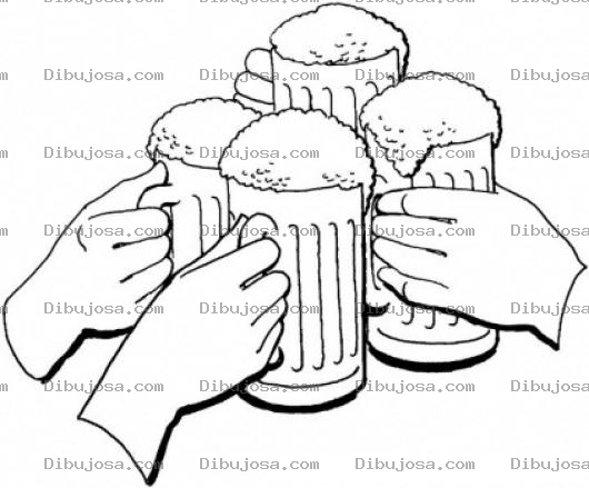 Dibujo para colorear Cerveza En Tarro Dibujo De Un Brindis En 4 Tarros Cerveceros Para Pintar Y Colorear Oktoberfest