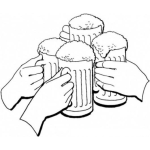Dibujo para colorear Cerveza En Tarro Dibujo De Un Brindis En 4 Tarros Cerveceros Para Pintar Y Colorear Oktoberfest
