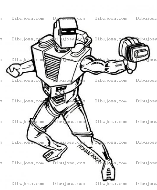 Dibujo para colorear Dibujo De Robot Con Pistola De Rayo Laser Para Pintar Y Colorear