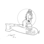 Dibujo para colorear Dibujo De Una Mujer Sobre Un Torpedo Para Pintar Y Colorear