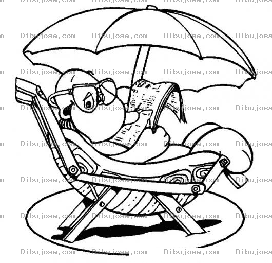 Dibujo para colorear Dibujo De Tortuga Descansando En La Playa Para Pintar Y Colorear