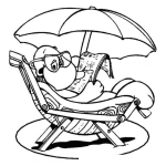 Dibujo para colorear Dibujo De Tortuga Descansando En La Playa Para Pintar Y Colorear
