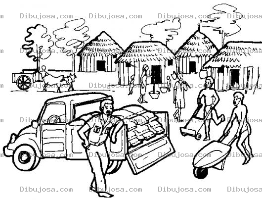 Dibujo para colorear Dibujo De Chozas Africanas Para Pintar Y Colorer Comunidad En Africa