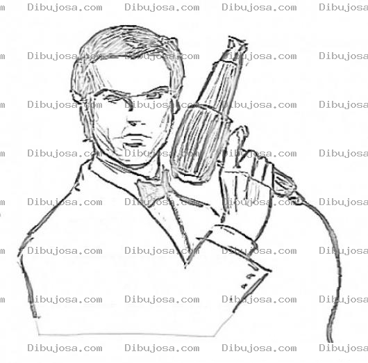 Dibujo para colorear Dibujo Del Agente 007 Con Una Secadora De Pelo Para Pintar Y Colorear