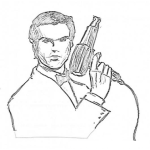 Dibujo para colorear Dibujo Del Agente 007 Con Una Secadora De Pelo Para Pintar Y Colorear