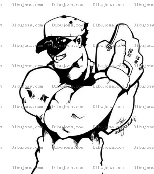 Dibujo para colorear Ibujo De Pitcher Beisbolista Pelotero Brazudo Para Pintar Y Colorear