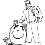 Dibujo para colorear Dibujo De Hombre Comprnado Una Casa Para Pintar Y Colorear Papa Y La Casa