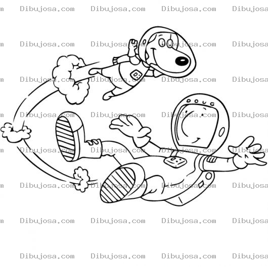 Dibujo para colorear Hombre Y Perro Astronauta Para Pintar Y Colorear