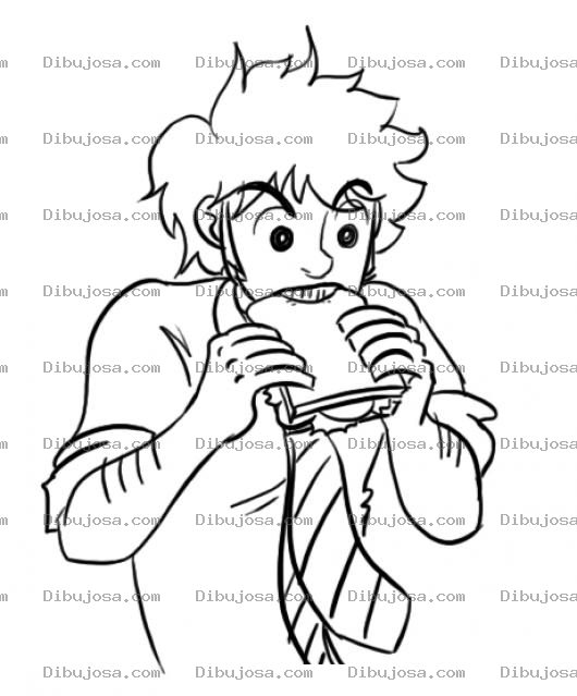 Dibujo para colorear Refaccion Escolar Dibujo De Un Chico Comiendo Un Sandwich Para Pintar Y Colorear