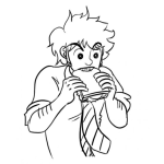 Dibujo para colorear Refaccion Escolar Dibujo De Un Chico Comiendo Un Sandwich Para Pintar Y Colorear