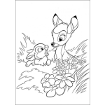 Dibujo para colorear Bambi y el Conejito en la maleza