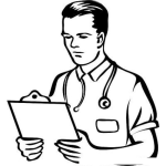 Dibujo para colorear Dibujo De Medico Residente Leyendo El Reporte De Un Paciente Para Pintar Y Colorear