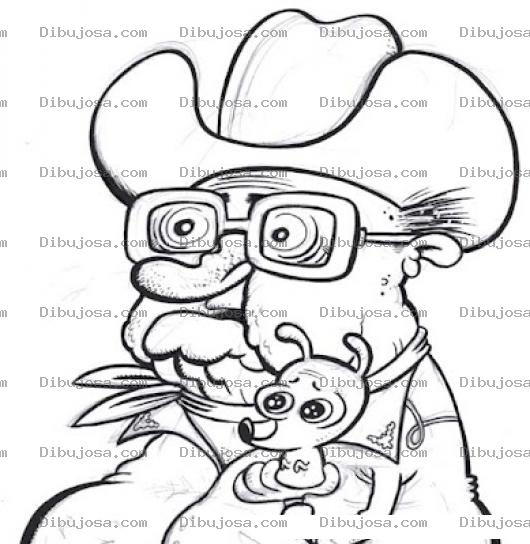 Dibujo para colorear Dibujo De Vaquero Con Su Perrito Pocket Para Pintar Y Colorear