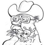 Dibujo para colorear Dibujo De Vaquero Con Su Perrito Pocket Para Pintar Y Colorear