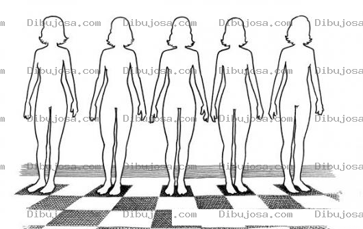 Dibujo para colorear Dibujo De 5 Mujeres Sin Ropa Para Pintar Y Colorear