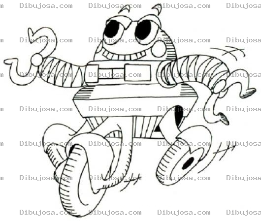 Dibujo para colorear Dibujo De Robot Con Llantas Para Pintar Y Colorear